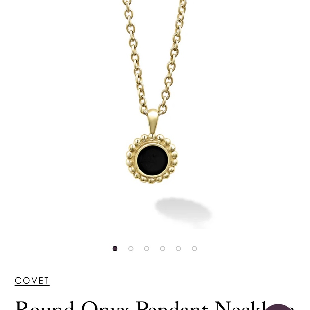 Lagos 18k gold onyx necklace pendant on chain